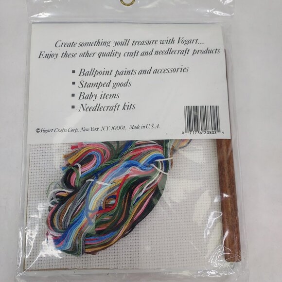 Vogart Cross Stitch Kits Cat Bless County Wood Wall Hanging 5" x 6" Counted NEW - Picture 3 of 5